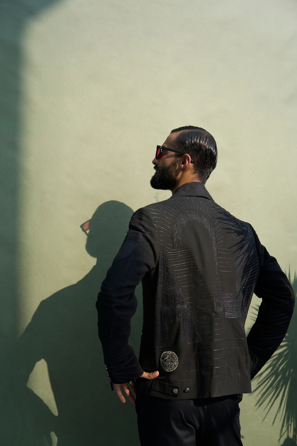 LEATHER STRIPE RELATIVITY BIKER JACKET