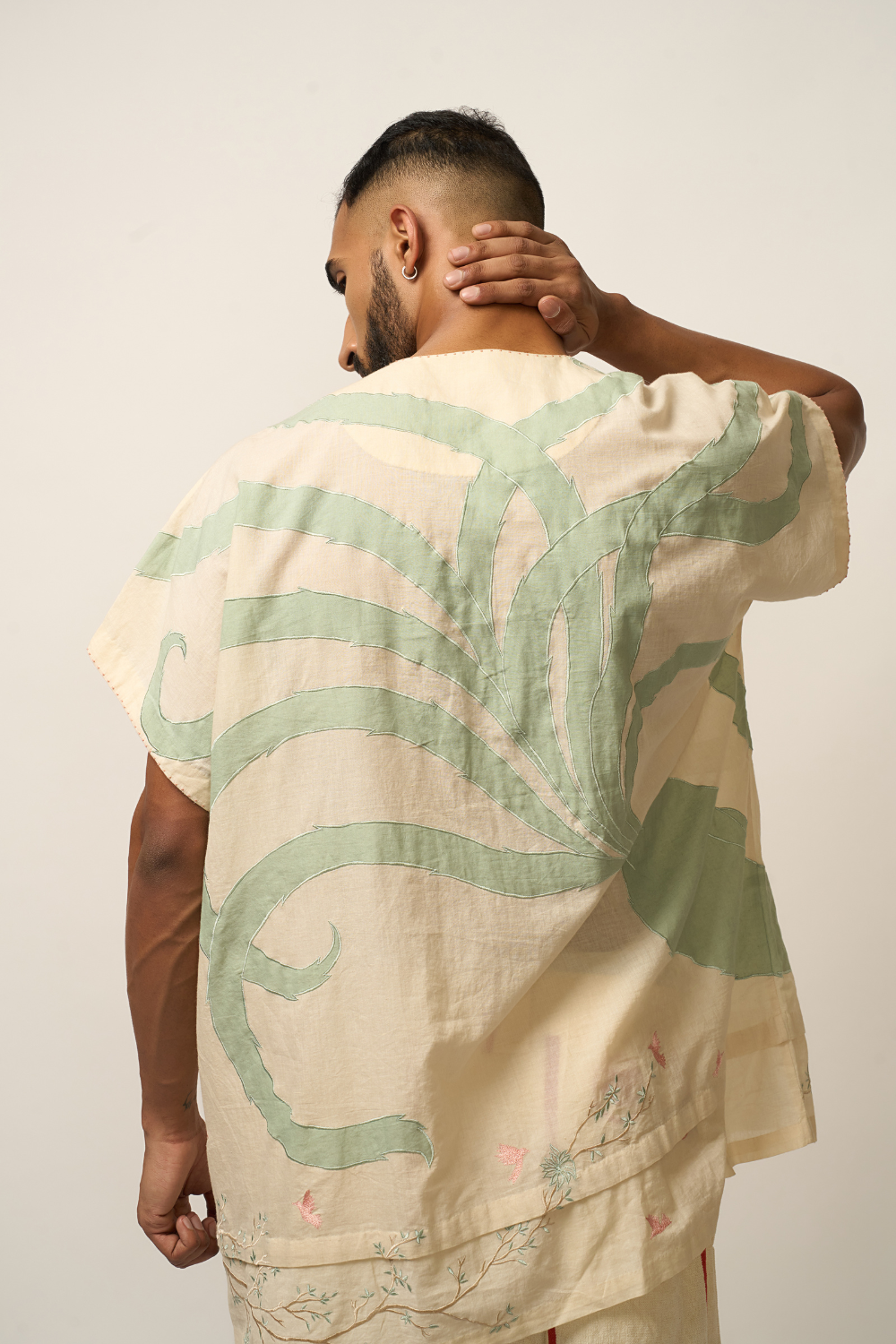 TIGER APPLIQUE KAFTAN SHIRT