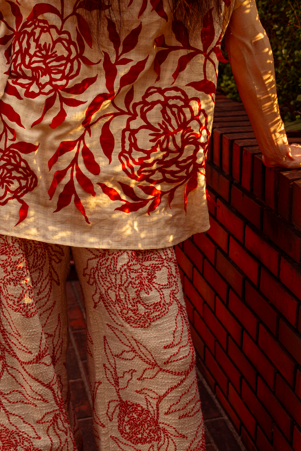 GULAAB SHIRT - MADDER RED & CREME