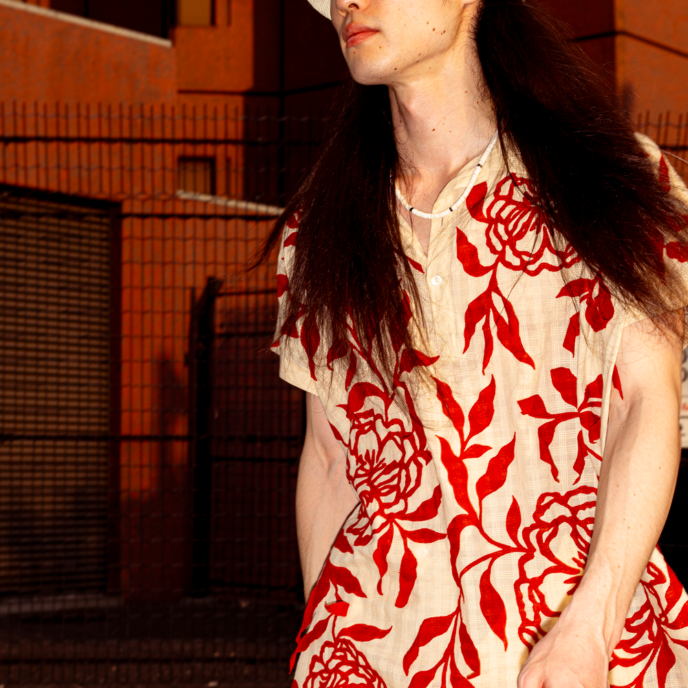 GULAAB SHIRT - MADDER RED & CREME