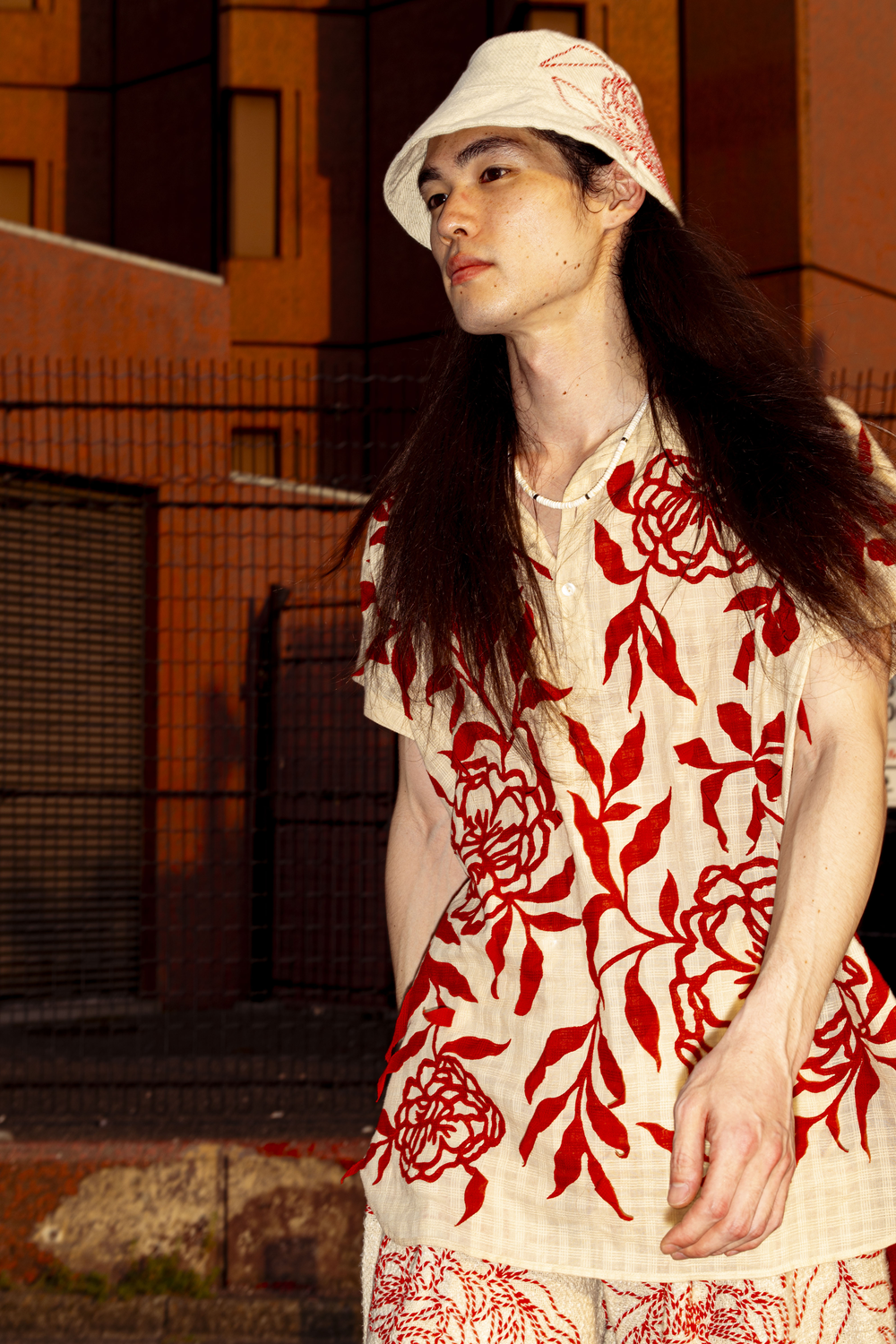 GULAAB SHIRT - MADDER RED & CREME
